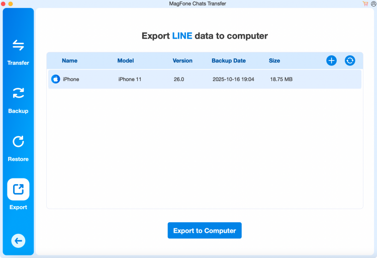 export line chat backup