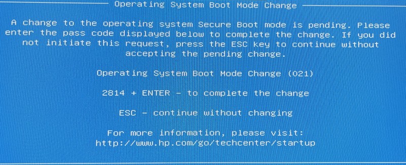 operating system boot mode change