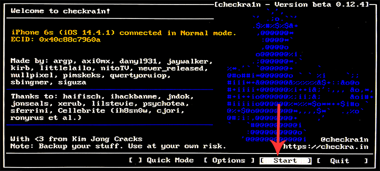 start jailbreaking in checkra1n