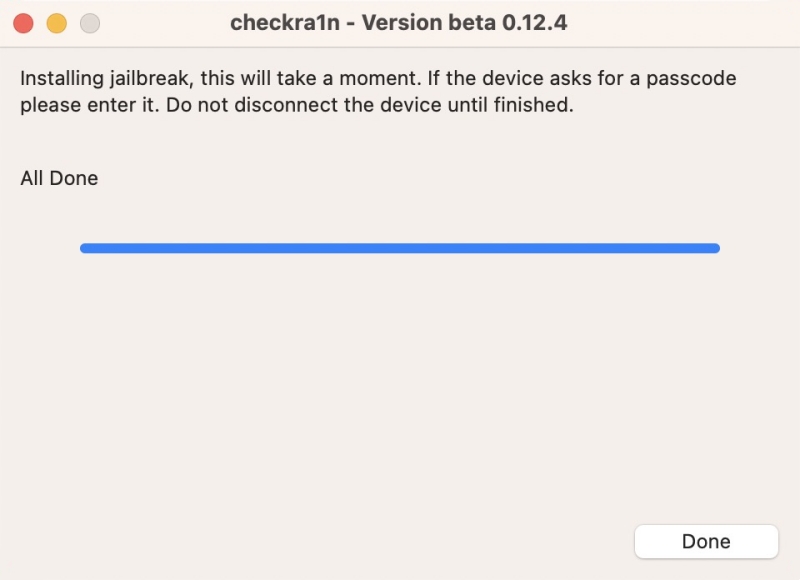 finish jailbreak in checkra1n