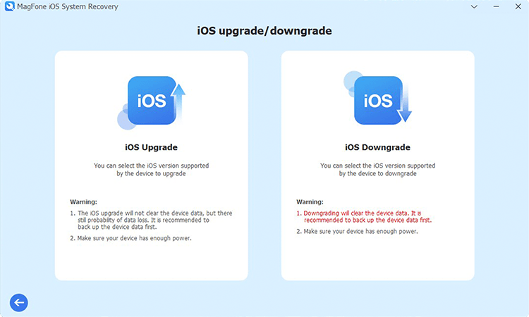 upgrade downgrade ios