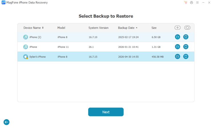 start to back up device