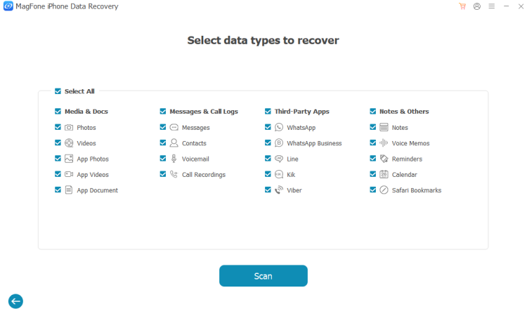 select data types to recover