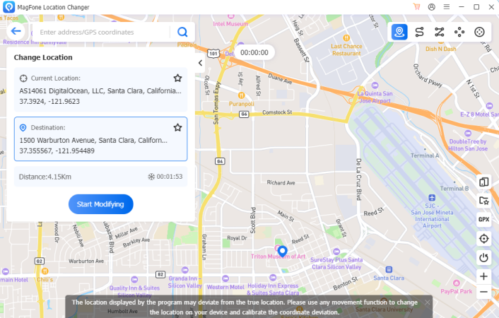 start modifying location