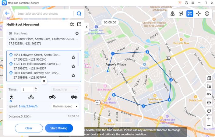 start multi-spot movement