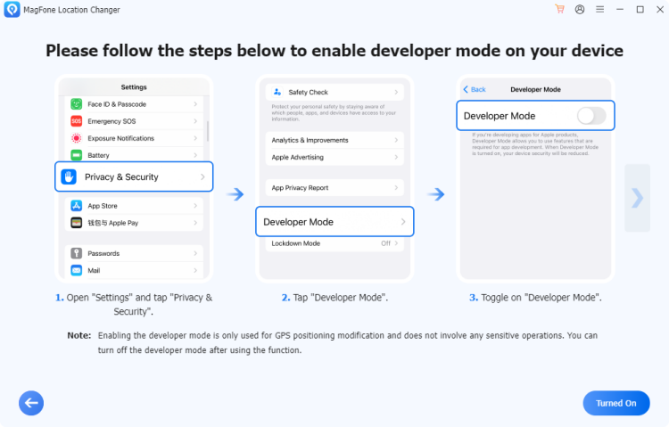 turn on developer mode on ios device