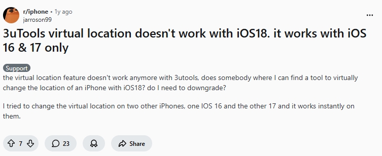 3utools virtual location not work