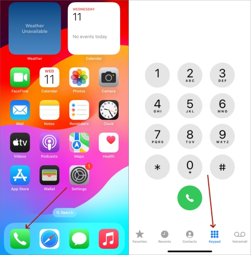 access voicemail via calling
