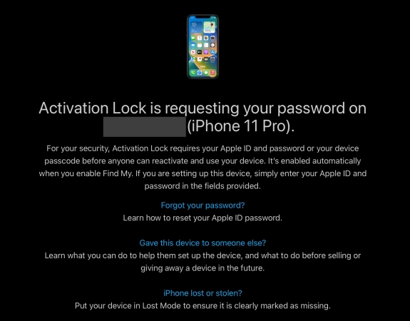 activation lock is requesting your password