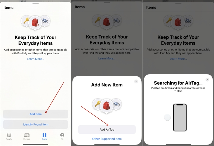 add airtag find my iphone