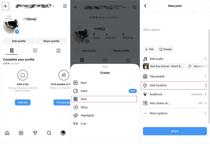 add location instagram post