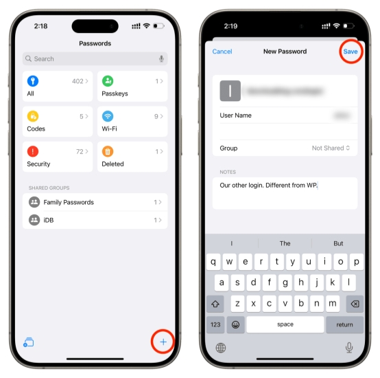 add email password in passwords app on iphone