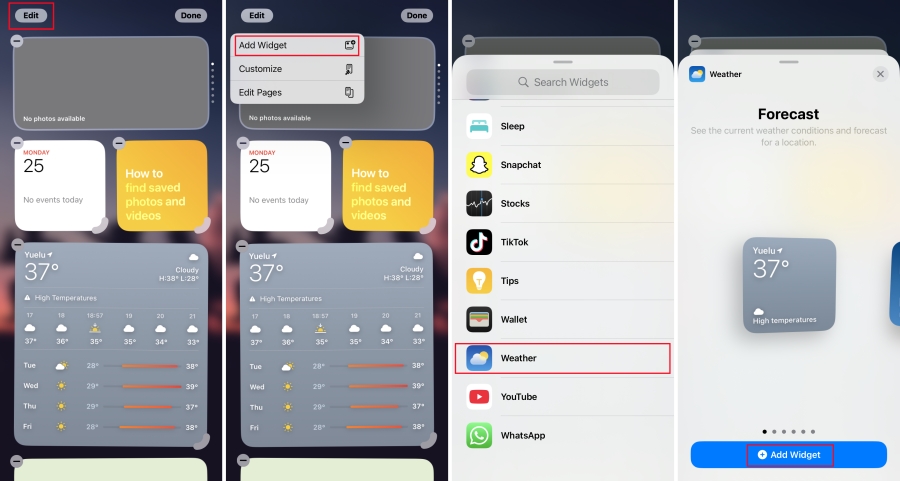 add weather widget on iphone today view