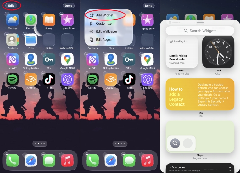 add widget on iphone