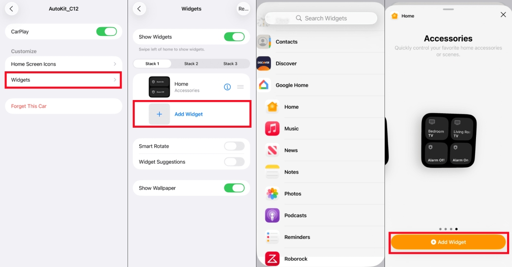 add widget to carplay on iphone