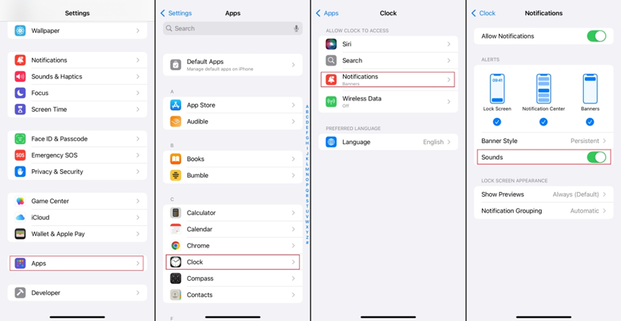 adjust clock notification setting