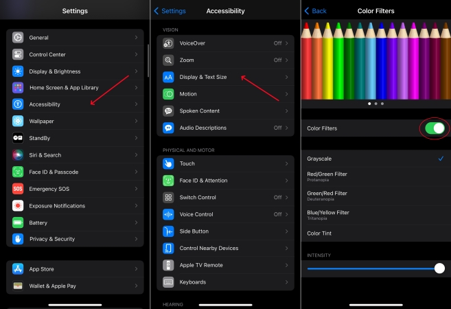 adjust color tint in settings on iphone