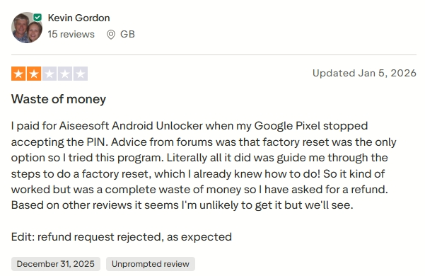 aiseesoft android unlocker negative review
