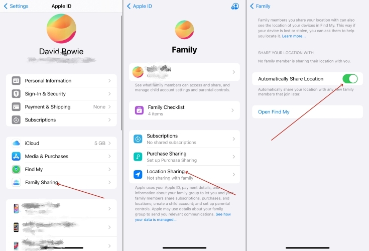 rallow location sharing with family