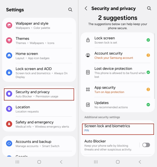 android fingerprint setup