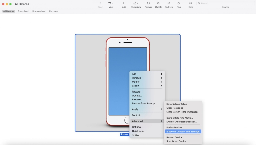 remove iphone mdm via apple configurator