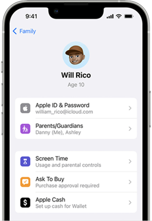 apple id for child in family sharing