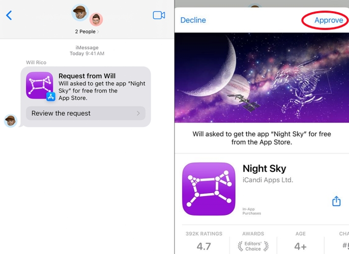 approve ask to buy request on iphone