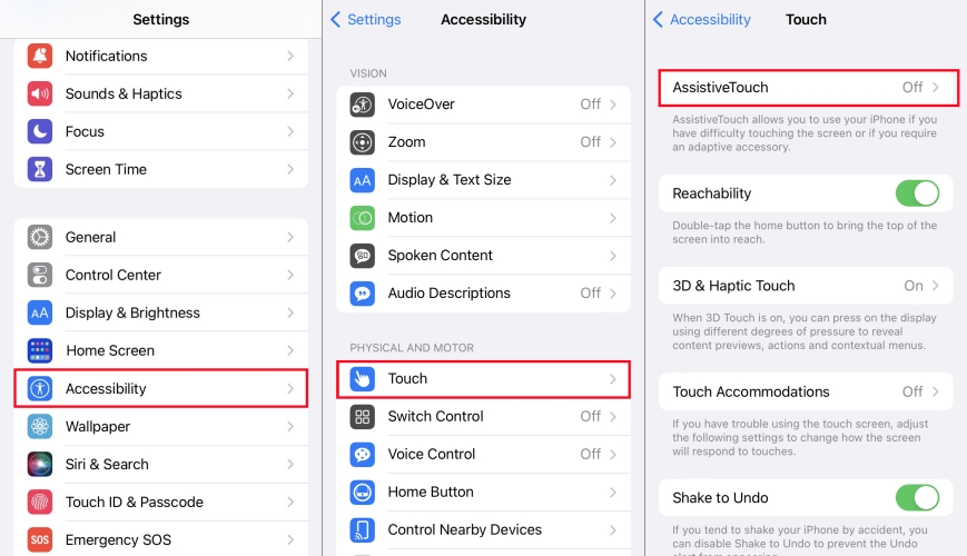 assistivetouch in settings on iphone