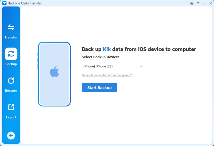 back up kik via magfone