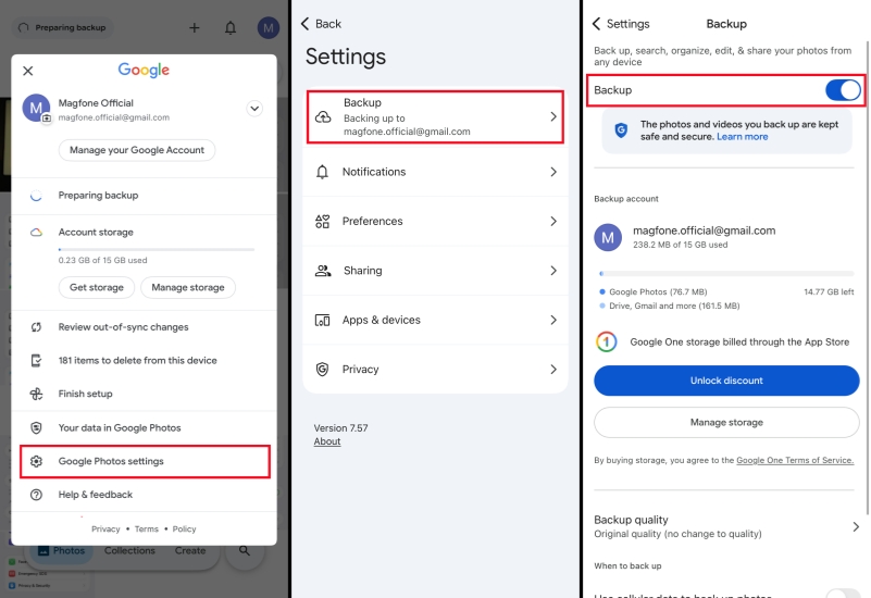 back up whatsapp photos to google photos on iphone