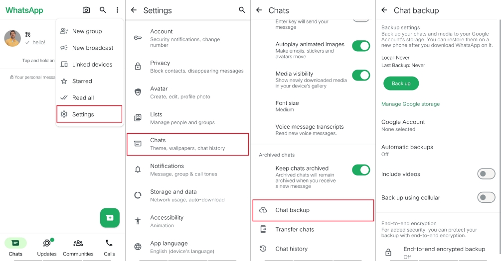 back up whatsapp to google drive
