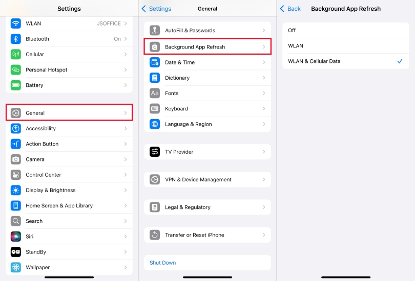 background app refresh on iphone