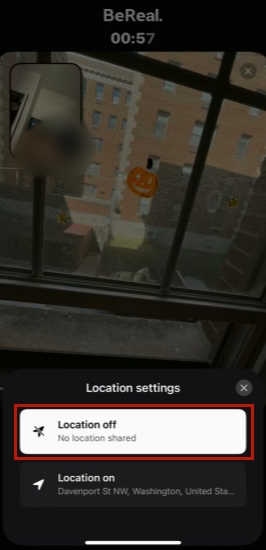 bereal location off ios