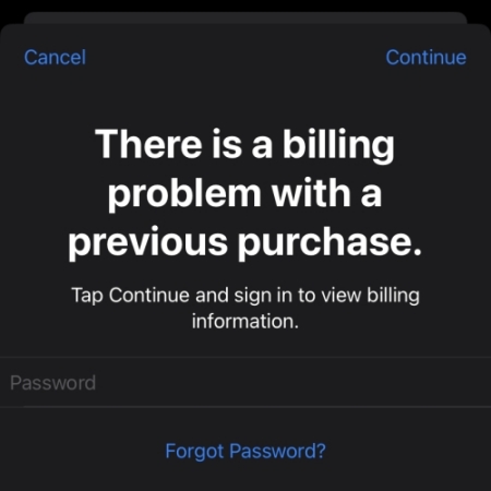 billing problem with previous purchase