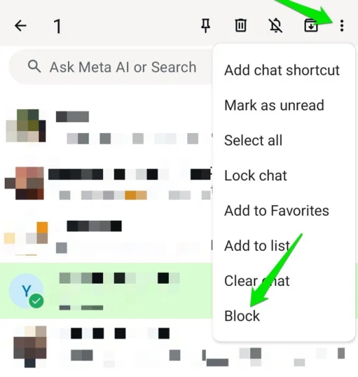 block whatsapp contact from chat list on android