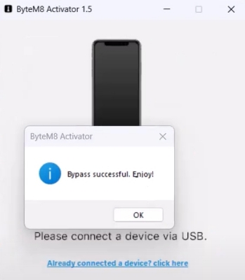 bytem8 icloud bypass success