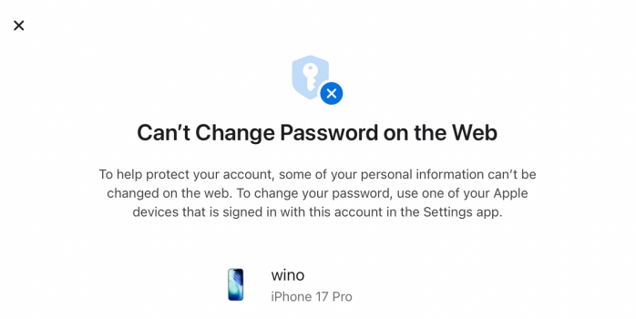 cant change apple id password on the web