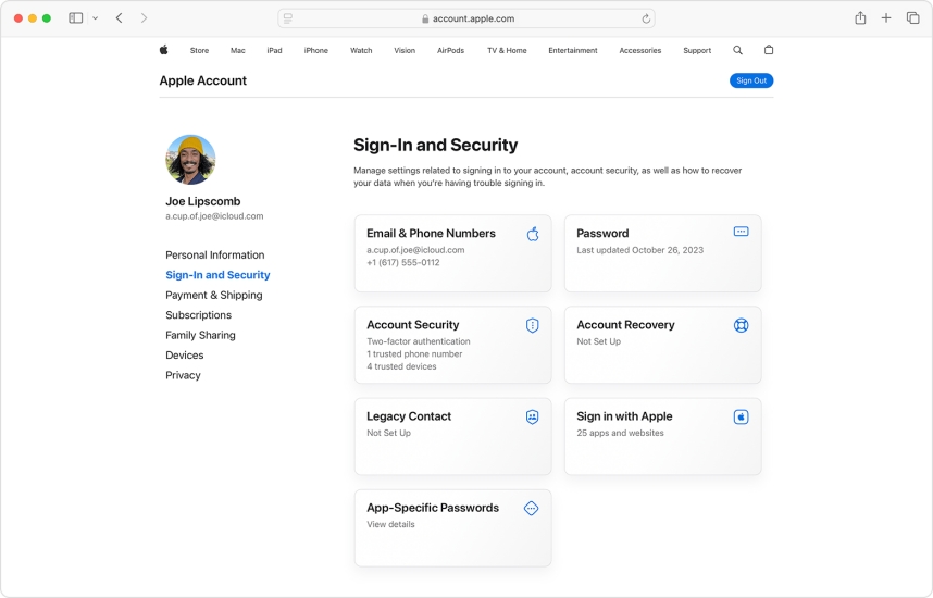 change password at account.apple.com