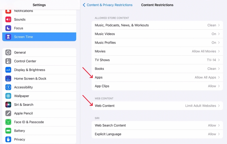 disable age restrictions on ipad