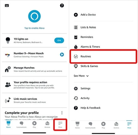 change alexa routine location