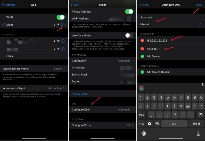 change dns on iphone