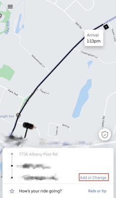 change drop off location on uber