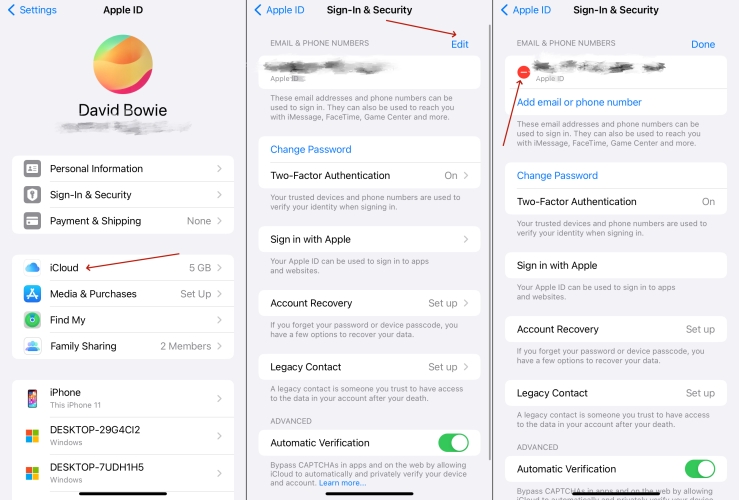 change email address on icloud