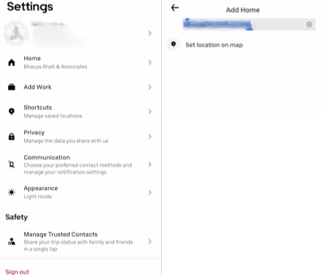 change home address on uber