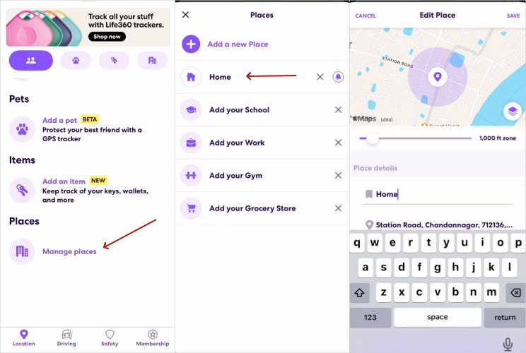 change home location on life360
