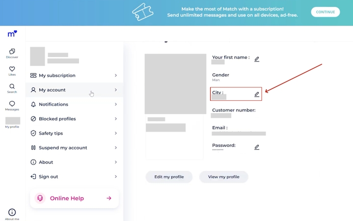 change location on match.com