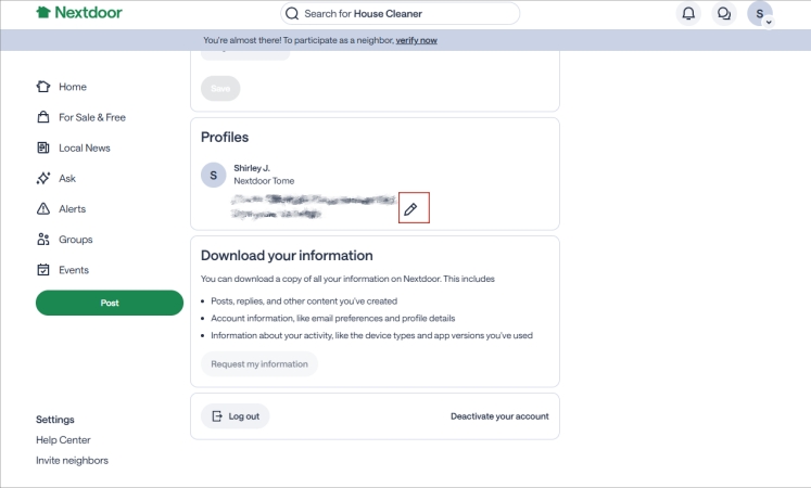 change nextdoor location edit location