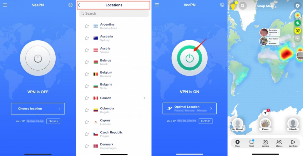 change location on instagram via vpn