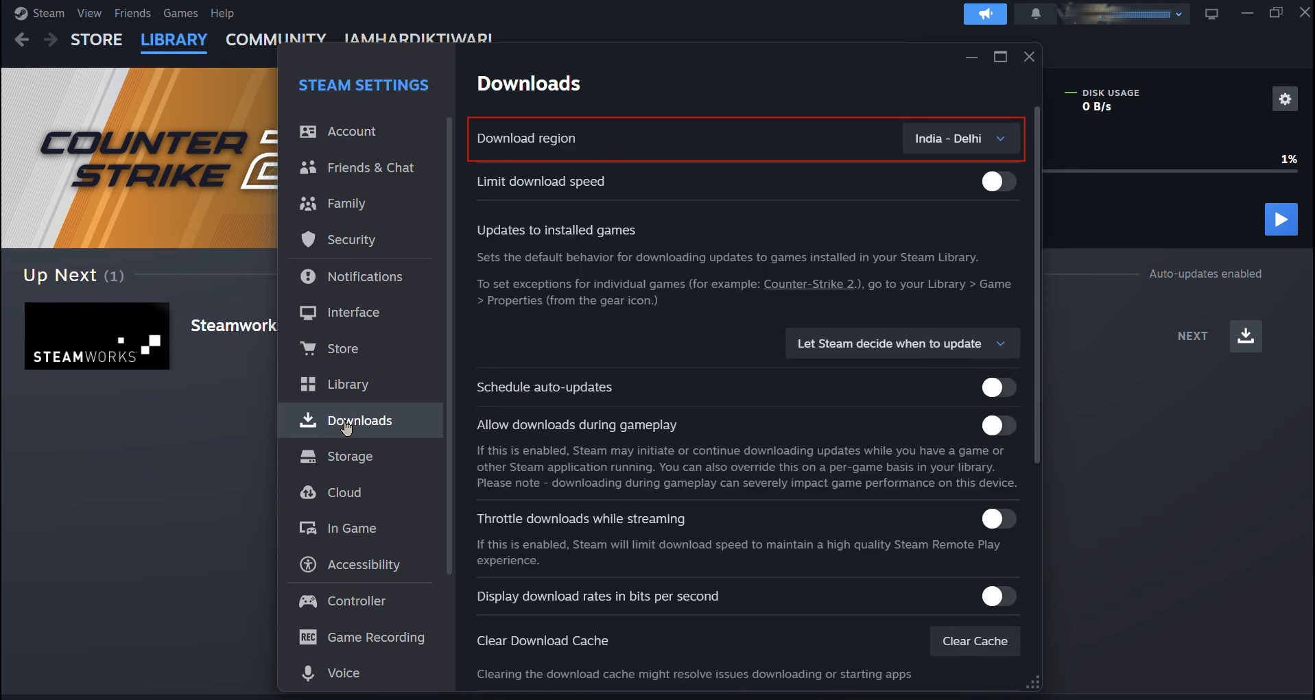 change steam download region