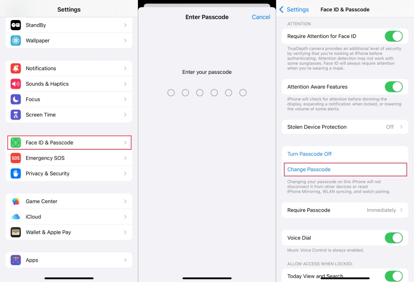 change to 4 digit code on iphone